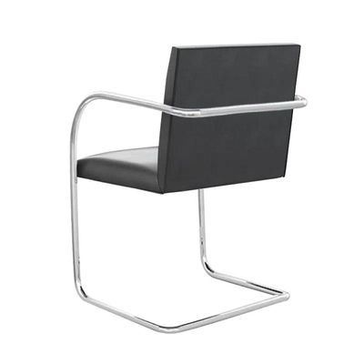Kit 4 Cadeiras Brno Para Escritório Couro Sintético Preto Tubular Cromada