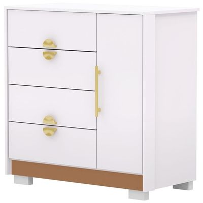 Cômoda Sapateira Com Espelho Para Quarto 1 Porta 4 Gavetas Paraty V01 Branco Camarim Flex - Lyam Decor