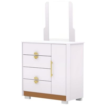 Cômoda Sapateira Com Espelho Para Quarto 1 Porta 4 Gavetas Paraty V01 Branco Camarim Flex - Lyam Decor