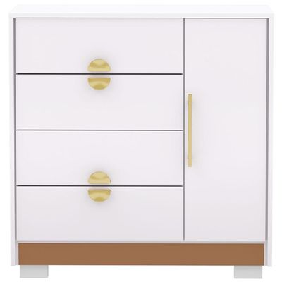 Cômoda Sapateira Com Espelho Para Quarto 1 Porta 4 Gavetas Paraty V01 Branco Camarim Flex - Lyam Decor