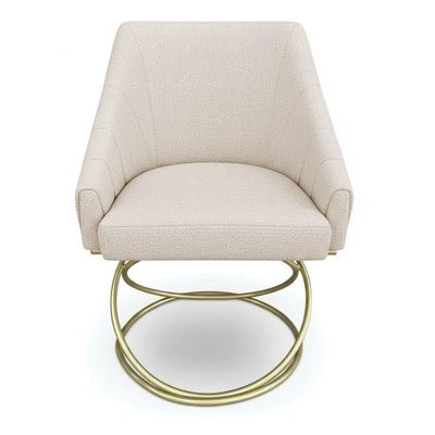 Poltrona Luxo Alana Linho Base Luxo Dourado - Pallazio Cor Bege