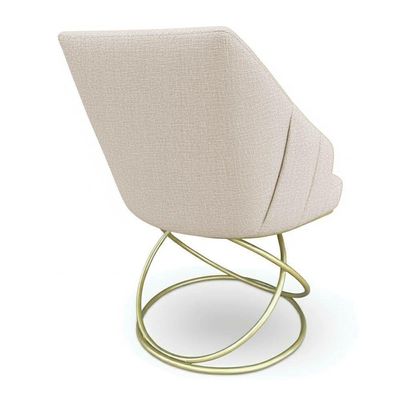 Poltrona Luxo Alana Linho Base Luxo Dourado - Pallazio Cor Bege
