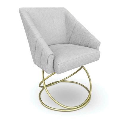 Kit 4 Poltronas Luxo Alana Bouclê Base Luxo Dourado - Pallazio Cor Cinza