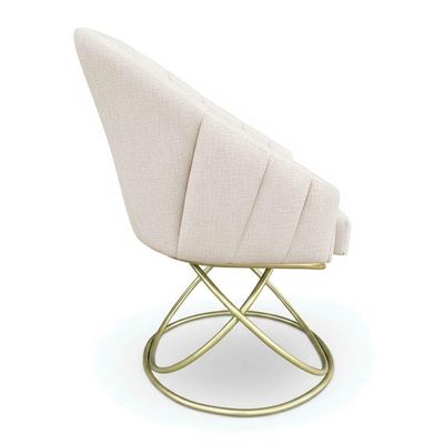 Poltrona Luxo Alana Linho Base Luxo Dourado - Pallazio Cor Bege