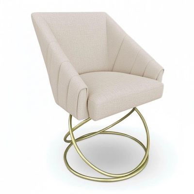 Poltrona Luxo Alana Linho Base Luxo Dourado - Pallazio Cor Bege