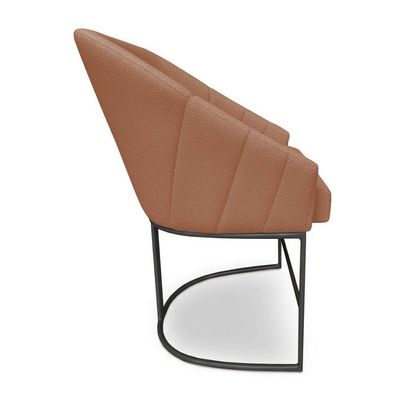 Poltrona Luxo Alana Bouclê Base Ferro Preto - Pallazio Cor Terracota