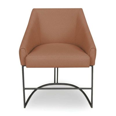 Poltrona Luxo Alana Bouclê Base Ferro Preto - Pallazio Cor Terracota