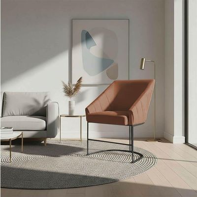 Poltrona Luxo Alana Bouclê Base Ferro Preto - Pallazio Cor Terracota