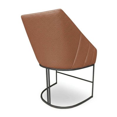 Poltrona Luxo Alana Bouclê Base Ferro Preto - Pallazio Cor Terracota