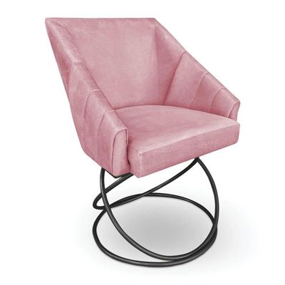 Poltrona Luxo Alana Veludo Base Luxo Preto - Pallazio Cor Rosê