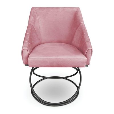 Poltrona Luxo Alana Veludo Base Luxo Preto - Pallazio Cor Rosê