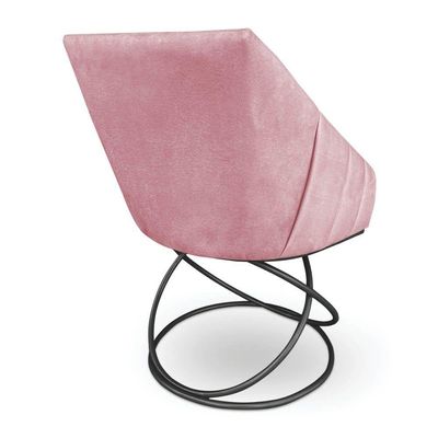Poltrona Luxo Alana Veludo Base Luxo Preto - Pallazio Cor Rosê
