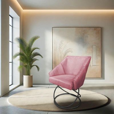 Poltrona Luxo Alana Veludo Base Luxo Preto - Pallazio Cor Rosê