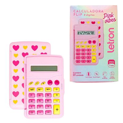 CALCULADORA DE BOLSO 8 DIGITOS FLIP PINK VIBES - LETRON