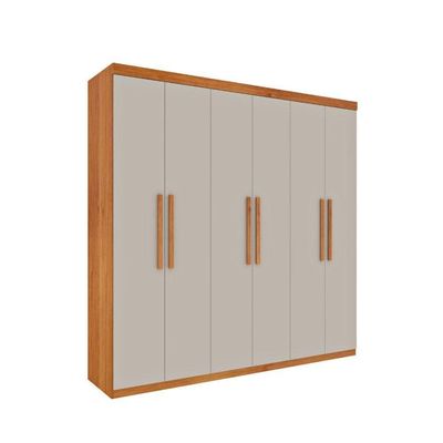 Guarda Roupa Casal 6 Portas 4 Gavetas - Suécia-cinamomo-off White - Tcil Móveis