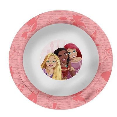 Kit Refeição Infantil Princesas Disney 6 Peças Prato Divisória, Tigela, Copo E Talheres - Tuut