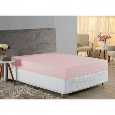 Lençol Com Elástico Casal Nobre Viúva 1 Peça 30cm De Altura Malha 100% Algodão - Rosa