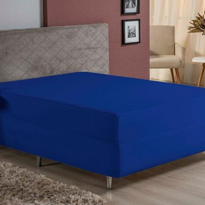 Lençol Com Elástico Queen Nobre 1 Peça Luva De Box 55cm De Altura Malha 100% Algodão - Royal