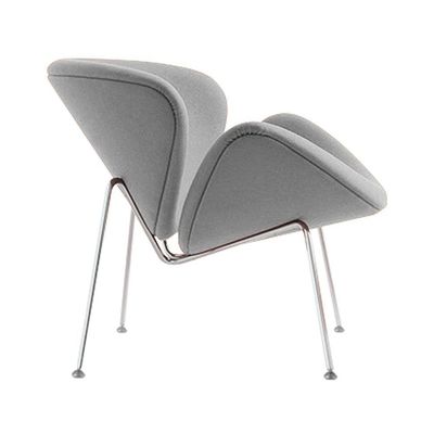 Poltrona Design Trevo Suede Cinza Base Inox