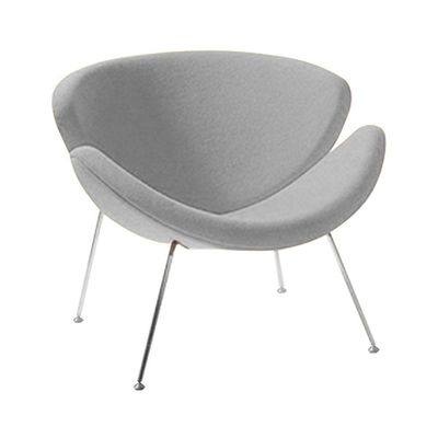 Poltrona Design Trevo Suede Cinza Base Inox