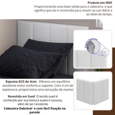 Conjunto De Cabeceira Solteiro Vital Sued Cinza