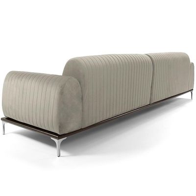 Sofá Molino 3 Lugares 230cm Pés Alumínio Veludo Creme - Nexta Casa