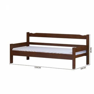 Sofá Cama 3 Lugares Madeira Maciça Com Colchão Solteiro