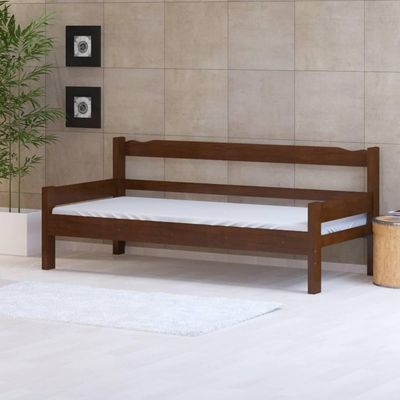 Sofá Cama 3 Lugares Madeira Maciça Com Colchão Solteiro