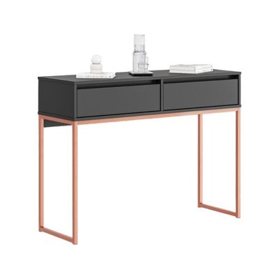 Aparador Buffet Rio 2 Gavetas Para Sala 90 Cm Preto Cobre