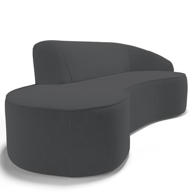 Sofá Living 4 Lugares 300cm Braço Direito Mozart D06 Veludo Cinza - Mpozenato