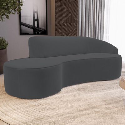 Sofá Living 4 Lugares 300cm Braço Direito Mozart D06 Veludo Cinza - Mpozenato
