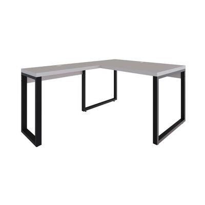 Mesa Em L Operacional 135x160x75cm Yon - Off White-est.preta Off White-est.preta