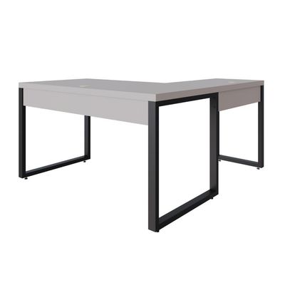 Mesa Em L Operacional 135x160x75cm Yon - Off White-est.preta Off White-est.preta