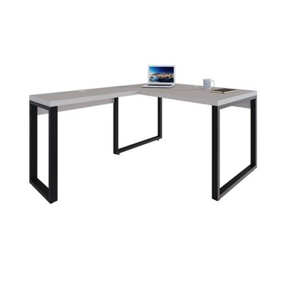 Mesa Em L Operacional 135x160x75cm Yon - Off White-est.preta Off White-est.preta