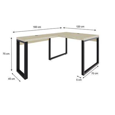 Mesa Em L Operacional 120x160x75cm Yon - Ciliegio-est.preta Ciliegio-est.preta