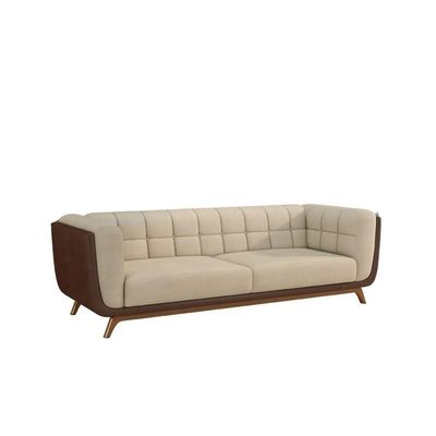 Sofá Madri 3 Lugares 180CM Bege Marrom Off White Bouclê Divani