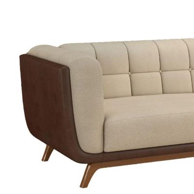 Sofá Madri 3 Lugares 180CM Bege Marrom Off White Bouclê Divani