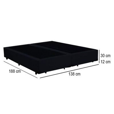 Cama Box Casal Bipartido Suede Mega Cama Preto 138x188x42cm