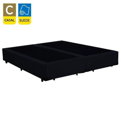 Cama Box Casal Bipartido Suede Mega Cama Preto 138x188x42cm