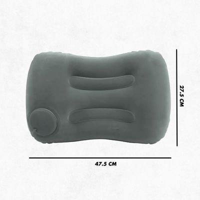 Travesseiro Almofada De Viagem Inflável Ergonômico E Portátil - Alívio Na Coluna E Pescoço (cinza)