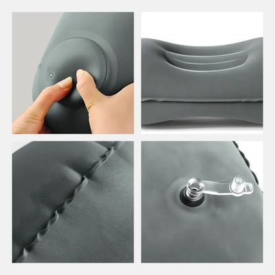 Travesseiro Almofada De Viagem Inflável Ergonômico E Portátil - Alívio Na Coluna E Pescoço (cinza)