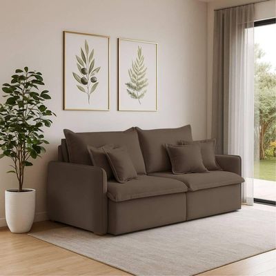 Sofá 2 Lugares 1,60m Retrátil E Reclinável Em Tecido Veludo – Malta Lucadi Marrom