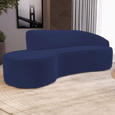 Sofá 5 Lugares Curvo Living Firenze Direito D02 Veludo Azul Marinho 300cm C-304 - Lyam