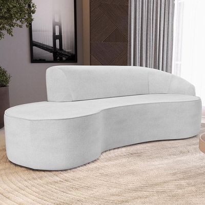 Sofá 4 Lugares Curvo Living Firenze Direito D02 Linho Cinza 260cm D-315 - Lyam