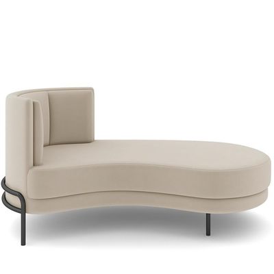 Sofá Chaise Longue Living Lucca Direito D02 Veludo Bege C-309