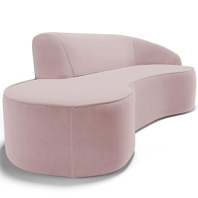 Sofá 4 Lugares Curvo Living Firenze Direito D02 Veludo Rosê 260cm C-305 - Lyam