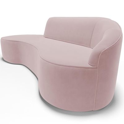 Sofá 4 Lugares Curvo Living Firenze Direito D02 Veludo Rosê 260cm C-305 - Lyam
