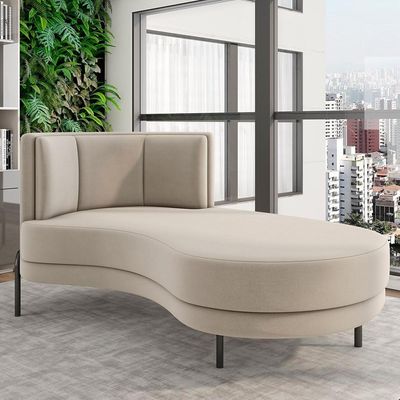 Sofá Chaise Longue Living Lucca Direito D02 Veludo Bege C-309