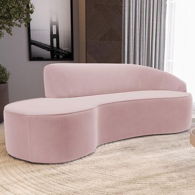 Sofá 4 Lugares Curvo Living Firenze Direito D02 Veludo Rosê 260cm C-305 - Lyam