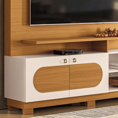 Estante Painel Para Tv 60 Pol 160cm Mafra B01 Cinamomo Off White - Lyam Decor